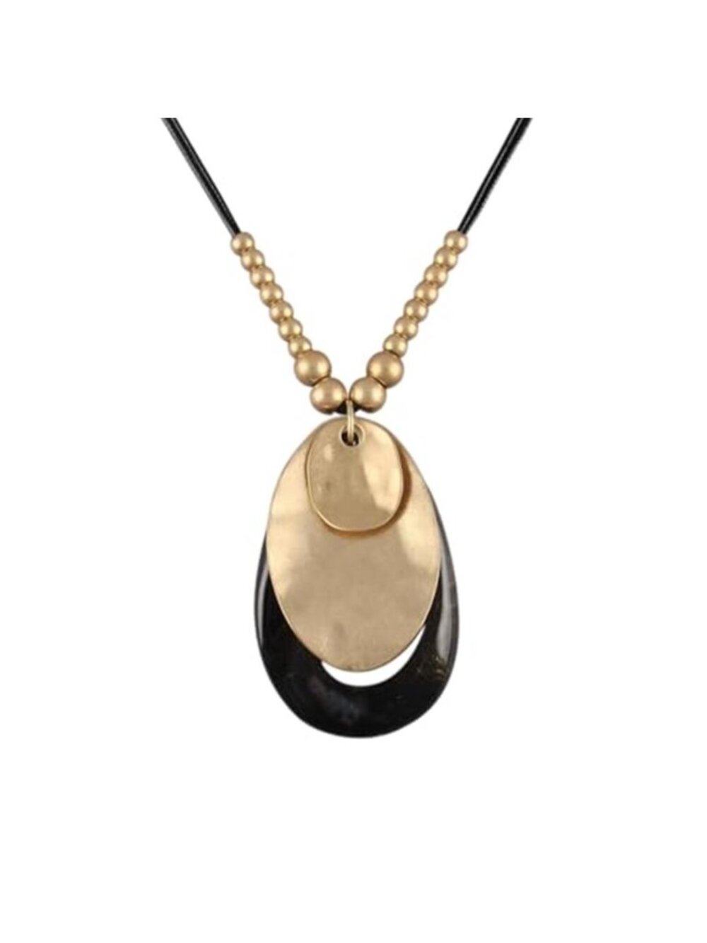 Boho Pendant Necklace for Women Long Sweater Necklace Chunky Leather Necklace